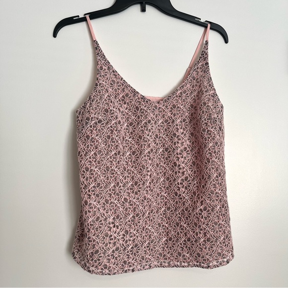 Banana Republic Tops - Banana Republic - Women’s (XS) Floral Pink & Grey Lace V-Neck Strap Tank Top